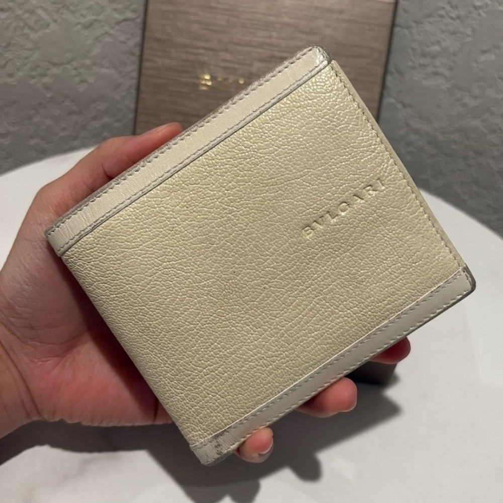 Bulgari Cream Leather Men's Wallet